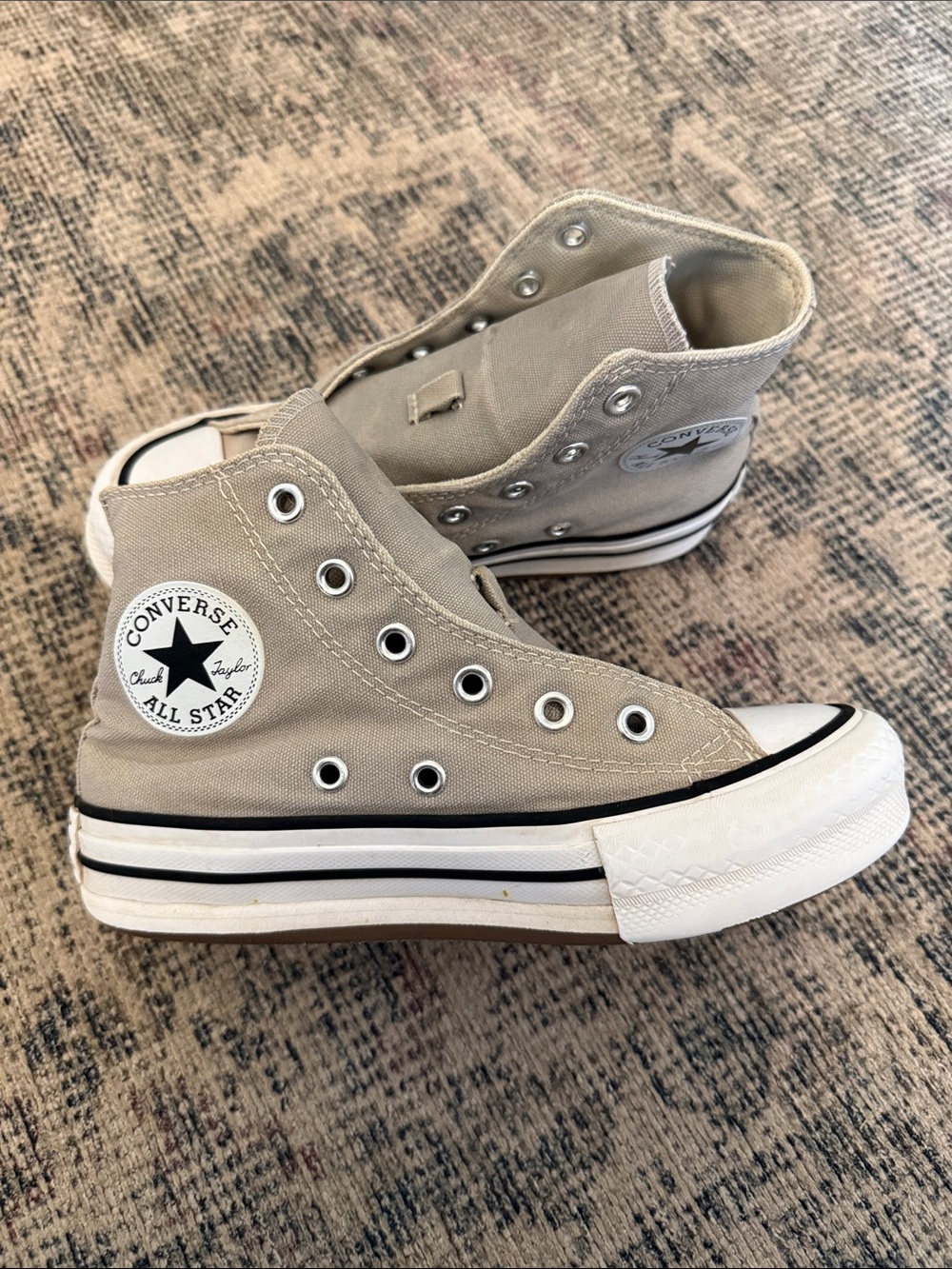 Converse Kids' 13.5 Chuck Taylor All Star High Top Sneakers - Taupe Grey Canvas